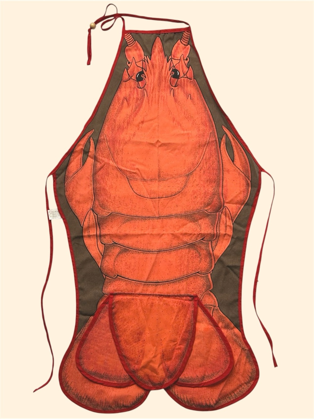 Vintage 80s Salamander Lobster Print Novelty Cooking Party Chef Apron 1985